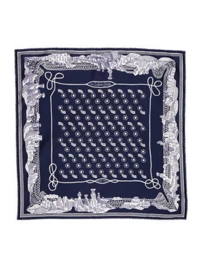 Pre-owned Hermes Les Canyons Etoiles Bandana Silk Scarf In Blue