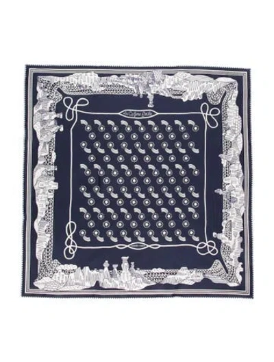 Pre-owned Hermes Les Canyons Etoiles Silk Scarf W/ Tags In Blue