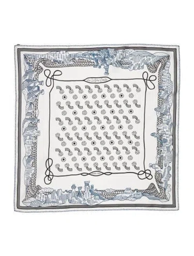 Pre-owned Hermes Les Canyons Etoiles Silk Scarf W/ Tags In White