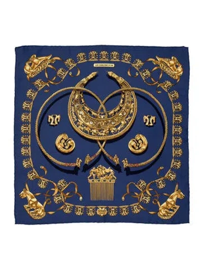 Pre-owned Hermes Les Cavaliers D'or Silk Scarf In Multi