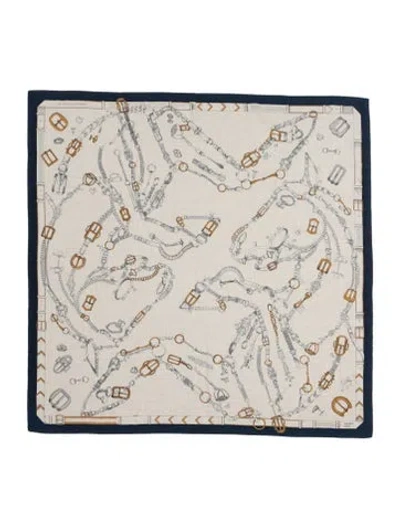 Pre-owned Hermes Les Chevaux Dechaines Cashmere Shawl In Blue