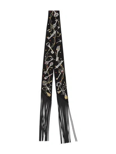 Pre-owned Hermes Les Cles A Pois Silk Twilly Scarf In Black