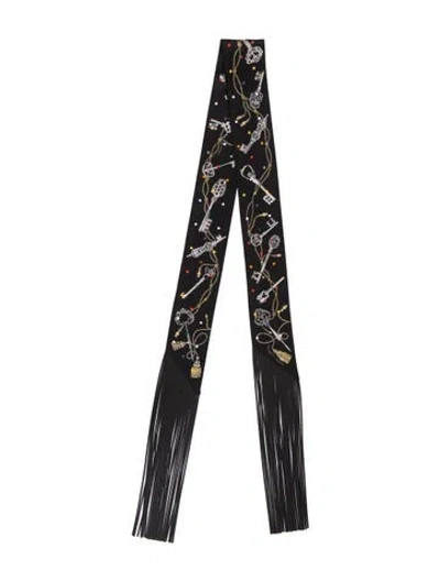 Pre-owned Hermes Les Cles A Pois Silk Twilly Scarf W/ Tags In Black