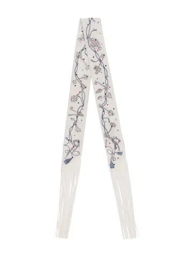 Pre-owned Hermes Les Cles A Pois Silk Twilly Scarf In White