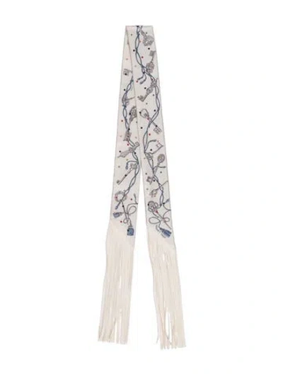 Pre-owned Hermes Les Cles A Pois Silk Twilly Scarf In White