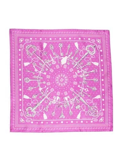Pre-owned Hermes Les Cles Bandana Silk Scarf W/ Tags In Purple
