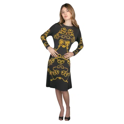 Pre-owned Hermes Hermès "les Clés" Dress By Claude Brouet Circa 1985 In Black