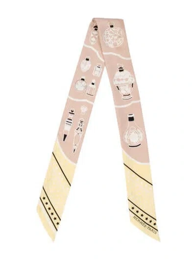 Pre-owned Hermes Les Flacons Bandana Silk Twilly Scarf In Neutrals