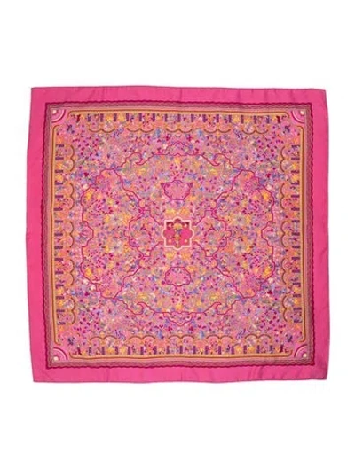 Pre-owned Hermes Les Jardins D'armenie Silk Scarf W/ Tags In Pink