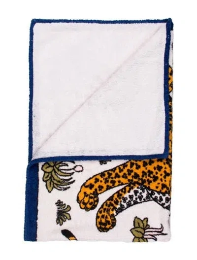 Pre-owned Hermes Les Leopards Beach Towel In Blue
