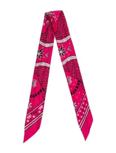 Pre-owned Hermes Les Léopards Silk Twilly Scarf In Pink