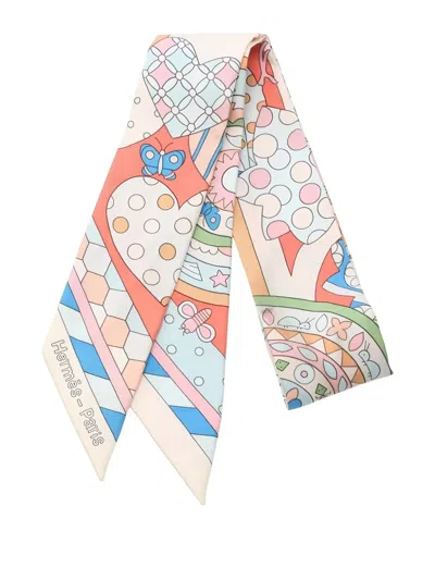 Pre-owned Hermes Les Murmures De La Foret Scarf In White