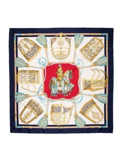 Pre-owned Hermes Les Muserolles Silk Scarf In Blue