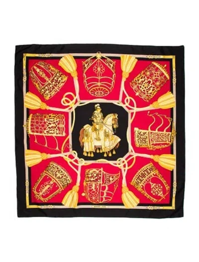 Pre-owned Hermes Les Muserolles Silk Scarf In Red