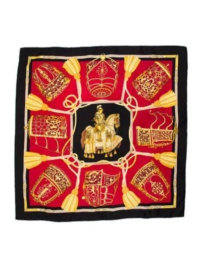 Pre-owned Hermes Les Muserolles Silk Scarf In Red