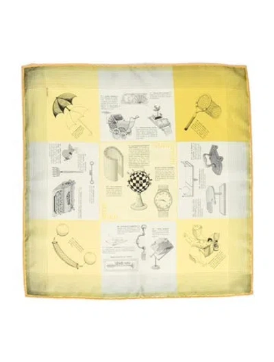 Pre-owned Hermes Les Objets Introuvables Silk Scarf W/ Tags In Yellow