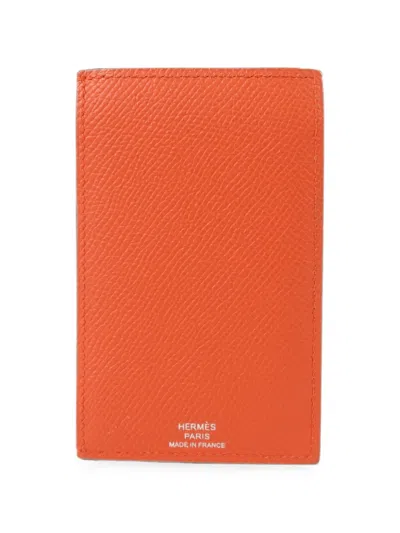 Pre-owned Hermes Les Petits Chevaux Card Case In Orange