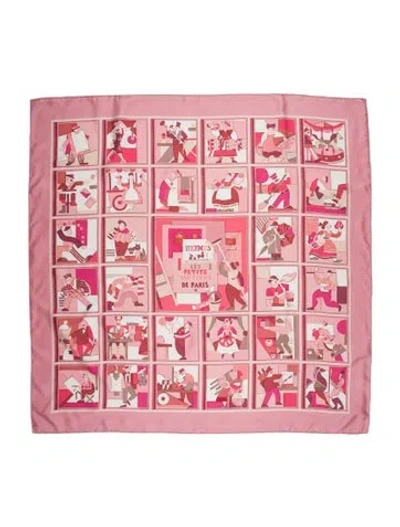 Pre-owned Hermes Les Petits Metiers De Paris Silk Scarf In Pink