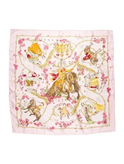 Pre-owned Hermes Les Petits Princes Silk Scarf In Pink