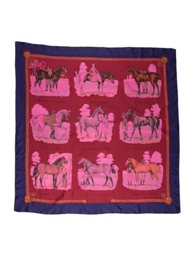 Pre-owned Hermes Les Robes Silk Scarf In Red