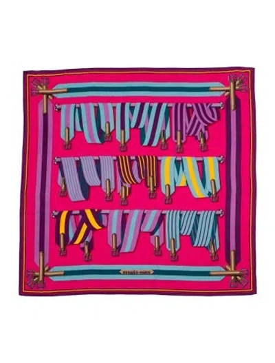 Pre-owned Hermes Les Sangles Cashmere Scarf In Pink