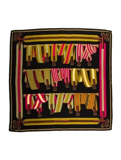 Pre-owned Hermes Les Sangles Cashmere Shawl In Black
