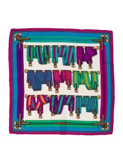 Pre-owned Hermes Les Sangles Silk Scarf In Pink