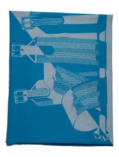 Pre-owned Hermes Les Sangles Throw Blanket In Blue