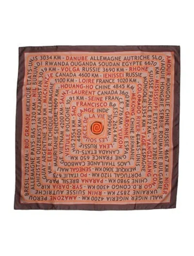 Pre-owned Hermes Les Sources De La Vie Silk Scarf In Grey