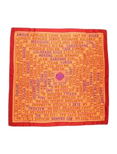 Pre-owned Hermes Les Sources De La Vie Silk Scarf In Orange