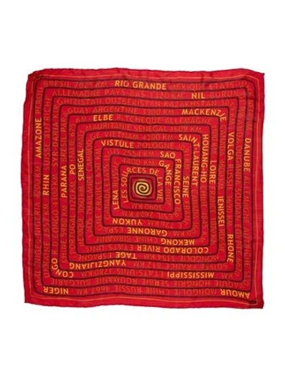 Pre-owned Hermes Les Sources De La Vie Silk Scarf In Red