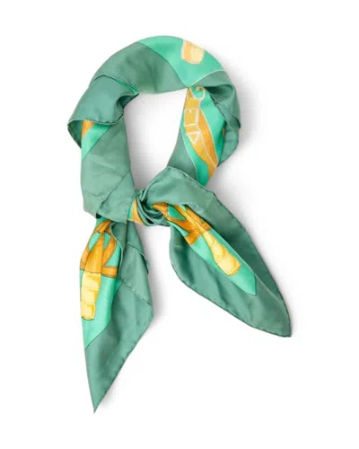 Pre-owned Hermes Hermès Les Tambours Green Silk Scarf