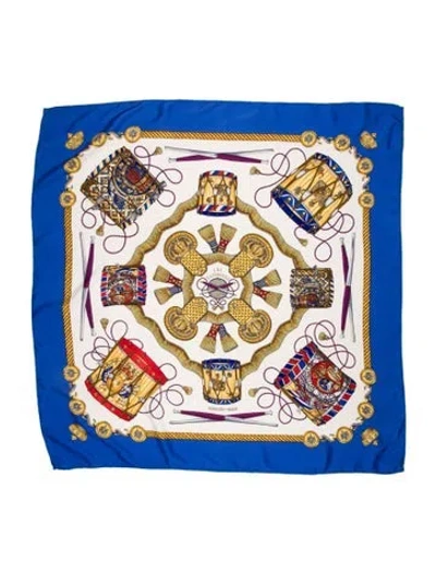 Pre-owned Hermes Les Tambours Silk Scarf In Multi