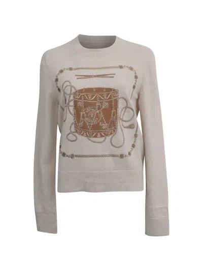 Pre-owned Hermes Les Tambours Sweater In Neutral