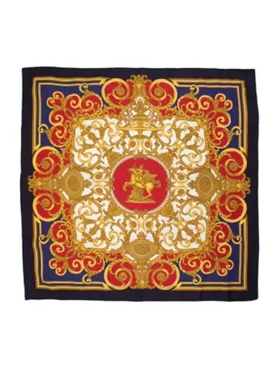 Pre-owned Hermes Les Tuileries Silk Scarf In Blue