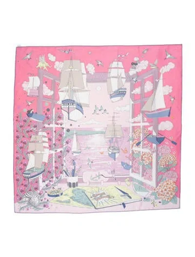 Pre-owned Hermes L'esprit S'envole Silk Scarf W/ Tags In Pink