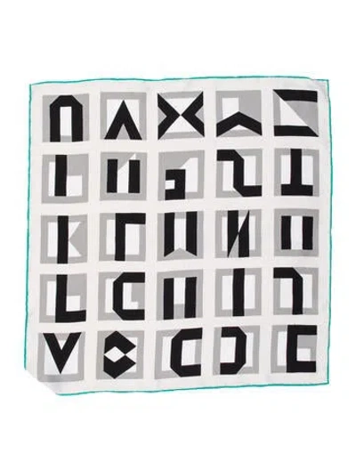 Pre-owned Hermes Lettres Au Carre Silk Scarf In White