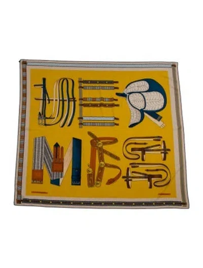 Pre-owned Hermes Lettres Equestres Cashmere Shawl In Neutral
