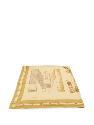 Pre-owned Hermes Lettres Équestres Scarf In Neutrals