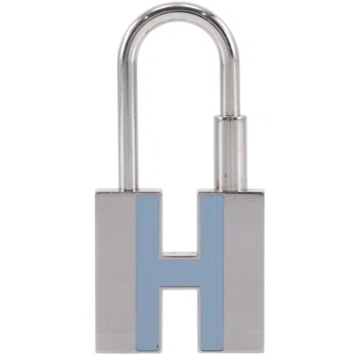 Pre-owned Hermes Lhomme Peut Embellir La Terre Cadena Lock Charm Metal Silver Metal Charms And Keychains Acces