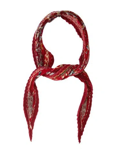 Pre-owned Hermes Libres Comme L'air Silk Plissé Scarf In Red