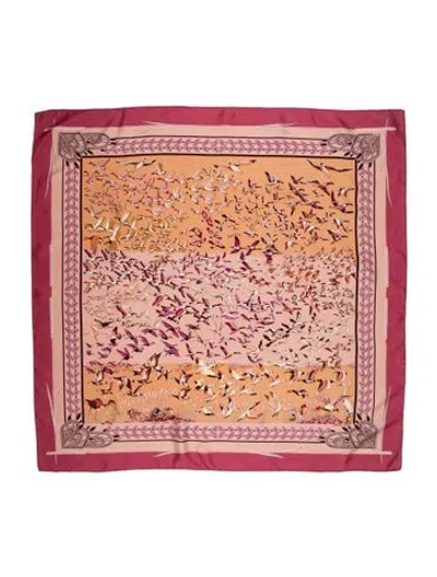 Pre-owned Hermes Libres Comme L'air Silk Scarf In Purple