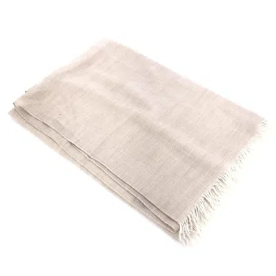Pre-owned Hermes Hermès Light Beige Linen Scarf With Women's Fringes () In Multi