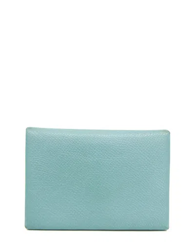 Pre-owned Hermes Hermès Light Blue Epsom Leather Card Case (authentic Pre-loved)