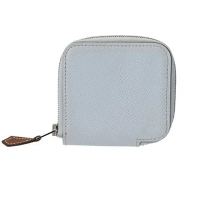 Pre-owned Hermes Light Blue Epsom Leather Coin Purse/coin Case ()