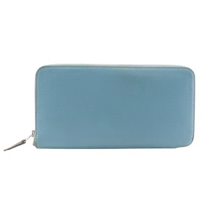 Pre-owned Hermes Light Blue Epsom Leather Long Wallet (bi-fold) ()