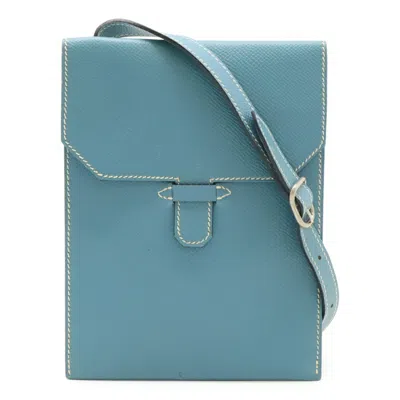 Pre-owned Hermes Light Blue Leather Pochette Shoulder Bag ()