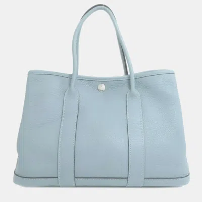 Pre-owned Hermes Light Blue Negonda Leather Garden Tpm Tote Bag