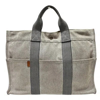 Pre-owned Hermes Light Gray Canvas Handbag Shoulder Bag ()