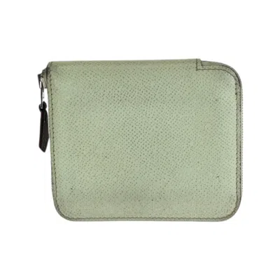 Pre-owned Hermes Light Green Epsom Leather Silk Coin Purse/coin Case ()